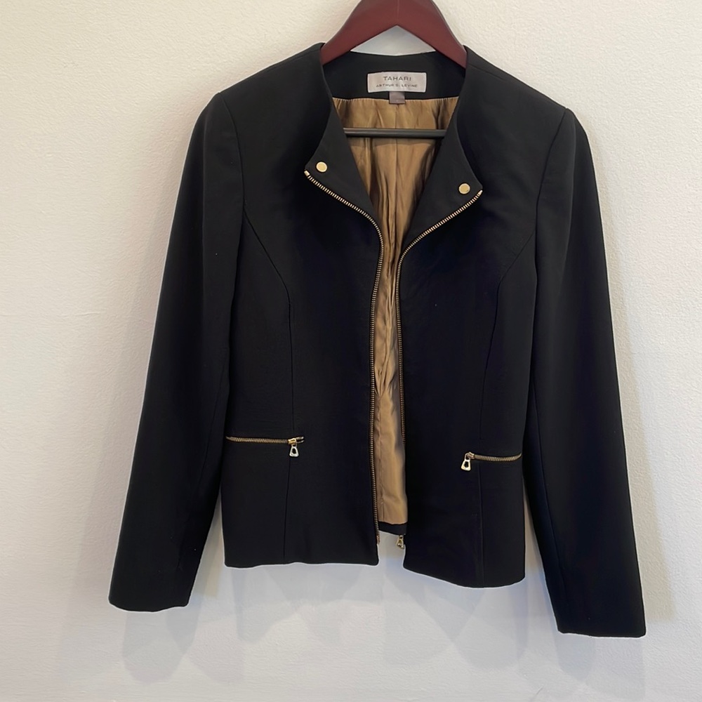Tahari Black Jacket with Gold Detail